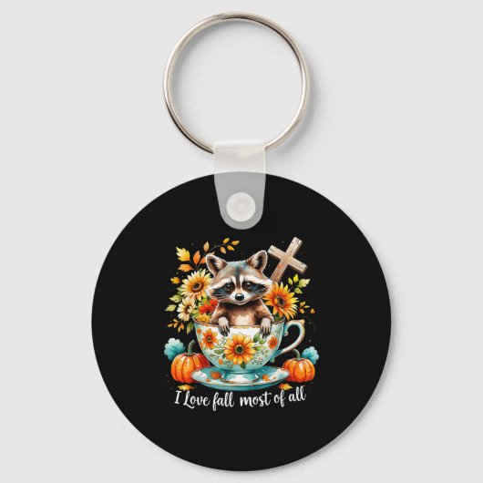 Porte-clés I Love Fall Most Of All Raccoon Autumn Gift  (Recto)