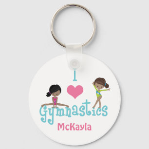 Porte-clés I Love Gymnastique mignonne Africaine Américaine