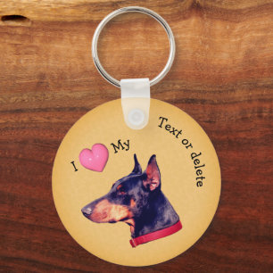 Porte-clés I Love Heart My Doberman Dog Personnalisé