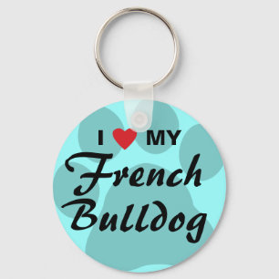 Porte-clés I Love (Heart) My French Bulldog Pawprint