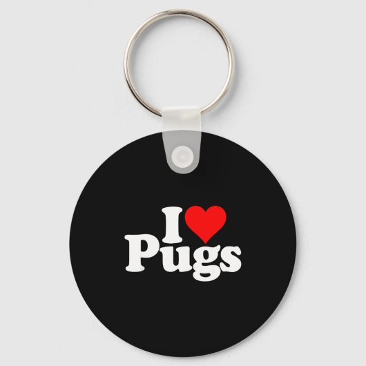 Porte-clés I Love Heart Pugs Pug Dog Canine (Recto)