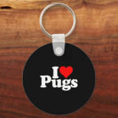 Porte-clés I Love Heart Pugs Pug Dog Canine (Recto)