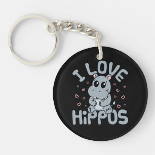 Porte-clés I Love Hippopotamus mignon Hippopotamus Lover