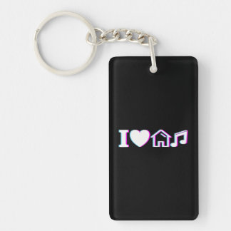 Porte-clés I Love House Music Vaporwave Glitch EDM DJ House