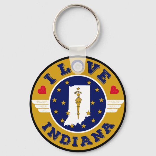 Porte-clés I Love Indiana State Map and Flag (Recto)