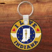 Porte-clés I Love Indiana State Map and Flag (Recto)