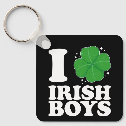 Porte-clés I Love Irish Boys Shamrock Heart St Patrick's Day (Recto)