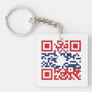 Porte-clés I Love Laos (Khoy Huk Lao) Drapeau QR Code   Geek 