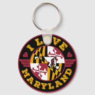 Porte-clés I Love Maryland State Drapeau et carte
