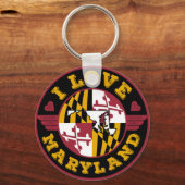 Porte-clés I Love Maryland State Drapeau et carte (Recto)