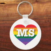 Porte-clés I Love Mississippi Rainbow Heart (Recto)
