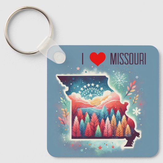 Porte-clés I Love Missouri Noël hiver (Recto)