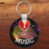 Porte-clés I Love Music with Heart and Pan | Arrière - plan n (Recto)