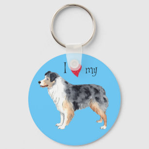 Porte-clés I Love my Australian Shepherd