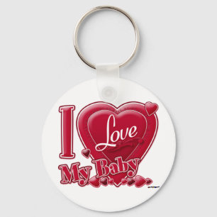 Porte-clés I Love My Baby rouge - coeur
