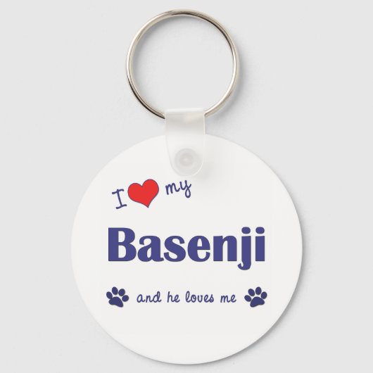 Porte-clés I Love My Basenji (Homme Chien) (Recto)