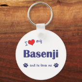 Porte-clés I Love My Basenji (Homme Chien) (Recto)