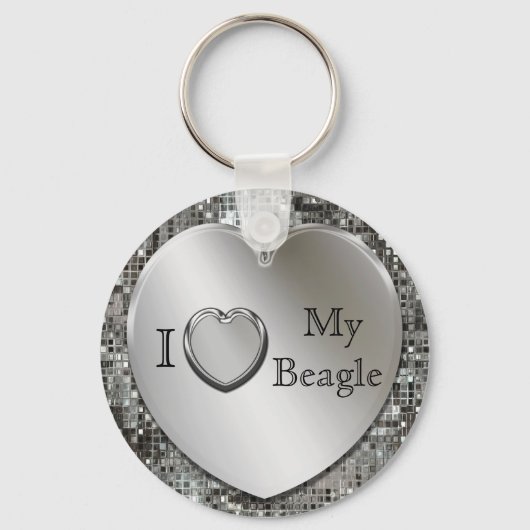 Porte-clés I Love My Beagle Heart Keychain (Recto)