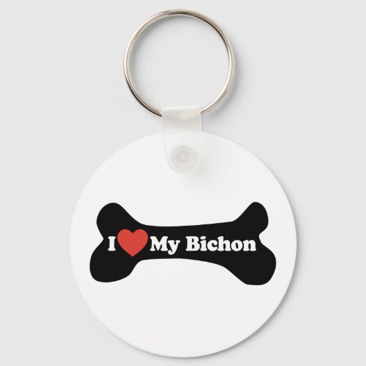 Porte-clés I Love My Bichon - Chien Bone (Recto)