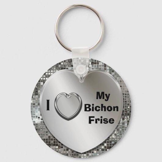 Porte-clés I Love My Bichon Frise Heart Keychain (Recto)