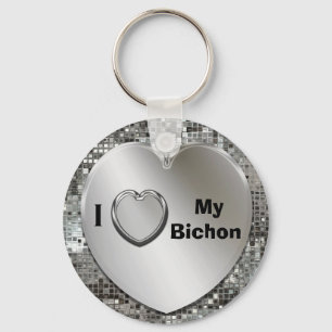 Porte-clés I Love My Bichon Heart Keychain