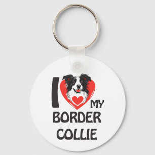 Porte-clés I Love My Border Collie - Amoureux des chiens mign