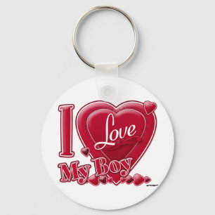 Porte-clés I Love My Boy rouge - coeur