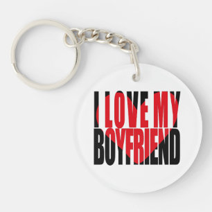 Porte-clés I Love My Boyfriend Heart Photo personnalisée