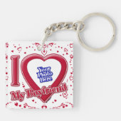 Porte-clés I Love My Boyfriend Photo Coeurs rouges (Dos)