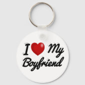Porte-clés I Love My Boyfriend texte noir mignon (Recto)