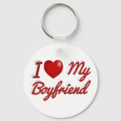 Porte-clés I Love My Boyfriend texte rouge mignon (Verso)