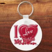 Porte-clés I Love My Bride rouge - coeur (Recto)