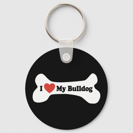 Porte-clés I Love My Bulldog - Chien Bone (Recto)
