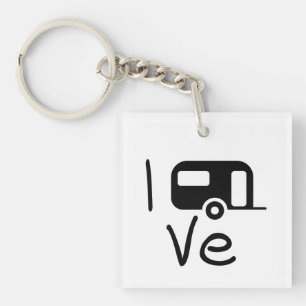 Porte-clés i love my caravan. J'aime le camping. Vacances