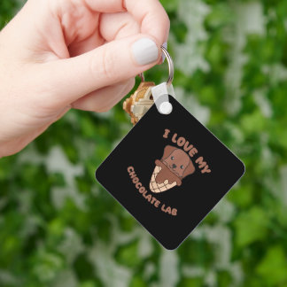 Porte-clés I Love My Chocolate Lab Animal In Ice Cream Cone L