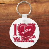 Porte-clés I Love My Cousin rouge - coeur (Recto)