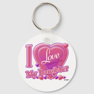 Porte-clés I Love My Daughter rose/violet - coeur