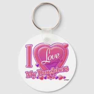 Porte-clés I Love My Daughters rose/violet - coeur