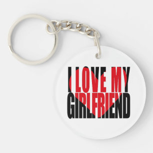 Porte-clés I Love My Girlfriend Heart Photo personnalisée