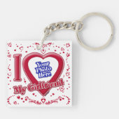 Porte-clés I Love My Girlfriend Photo Coeurs rouges (Dos)