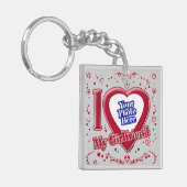 Porte-clés I Love My Girlfriend Photo Coeurs rouges Gris (Devant gauche)
