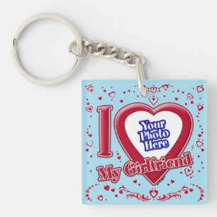 Porte-clés I Love My Girlfriend Photo Coeurs rouges Horizon b