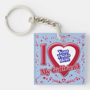 Porte-clés I Love My Girlfriend Photo Red Baby Blue