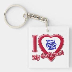 Porte-clés I Love My Girlfriend Photo Red Heart