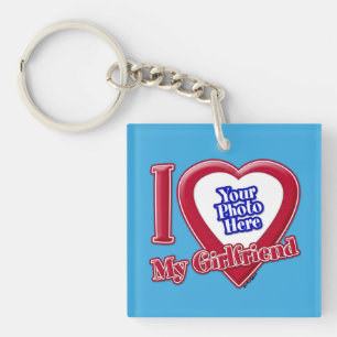 Porte-clés I Love My Girlfriend Photo Red Heart Turquoise