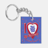 Porte-clés I Love My Girlfriend Photo Red Hearts Deep Royal B (Devant gauche)