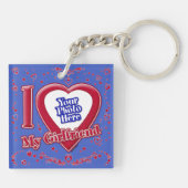 Porte-clés I Love My Girlfriend Photo Red Hearts Deep Royal B (Dos)