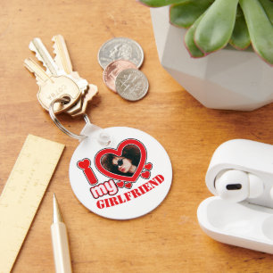 Porte-clés I Love My Girlfriend Photo Texte personnalisé