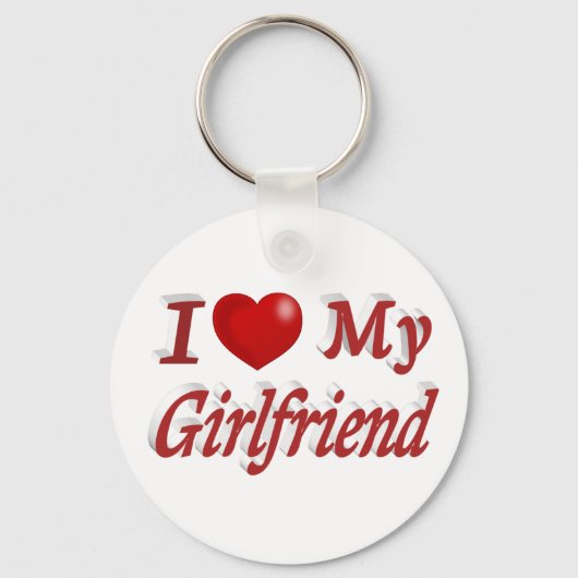 Porte-clés I Love My Girlfriend texte rouge mignon (Recto)