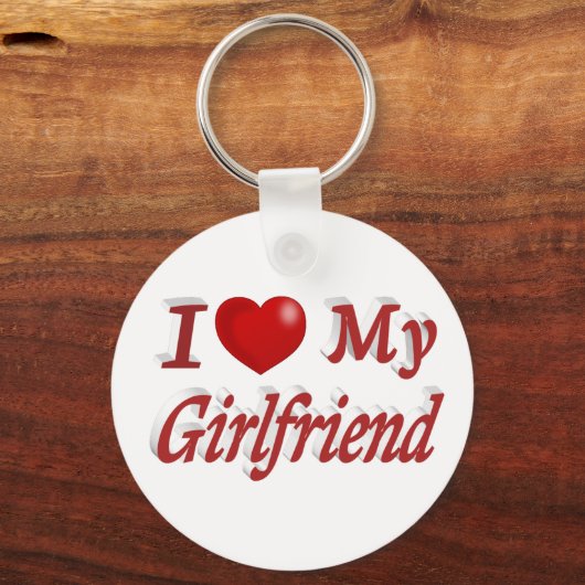 Porte-clés I Love My Girlfriend texte rouge mignon (Verso)